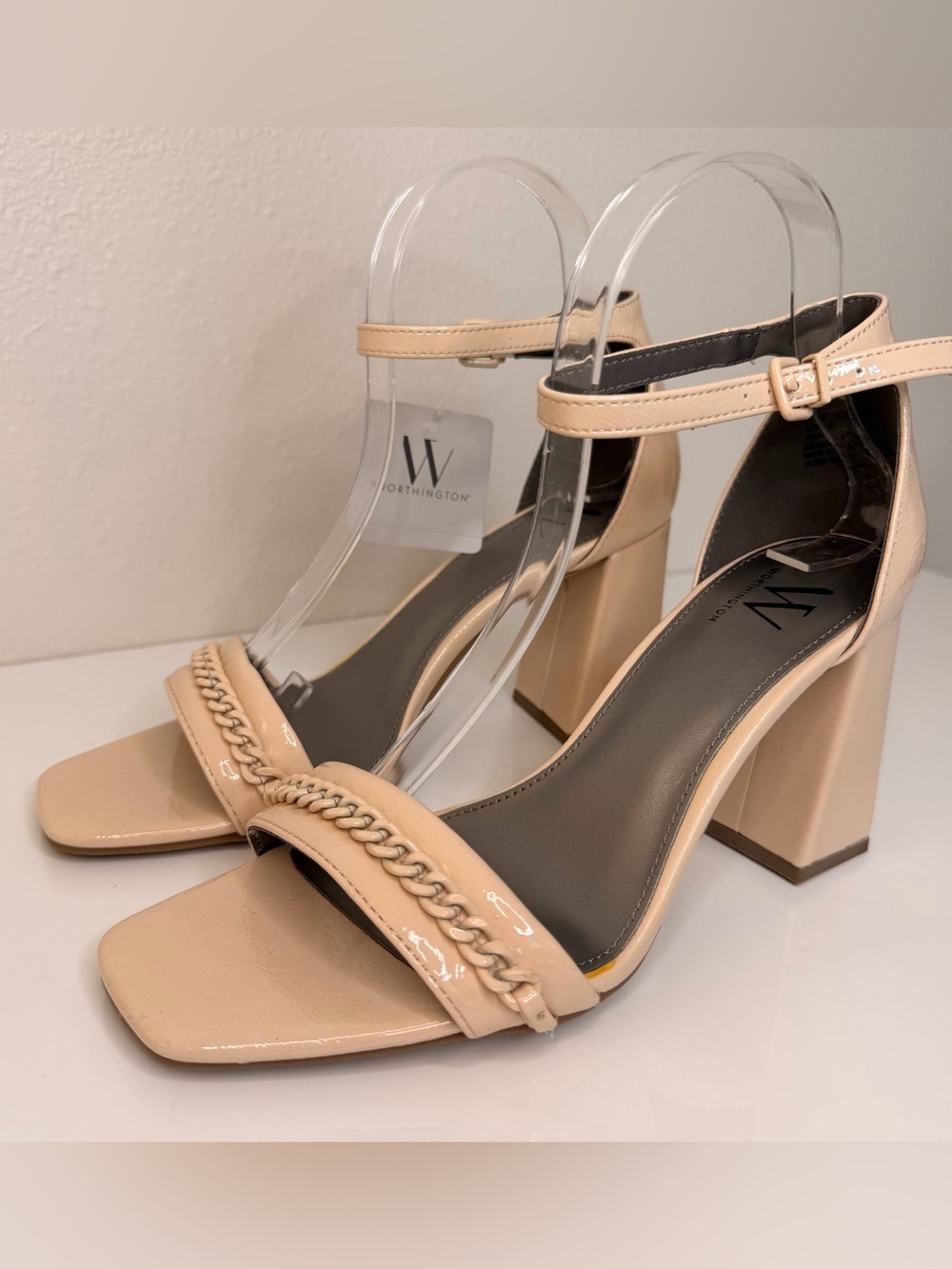 Worthington Nude Patent Block Heel Sandals - Picture 8 of 14